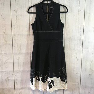 Ann Taylor Sleeveless Black Floral Dress